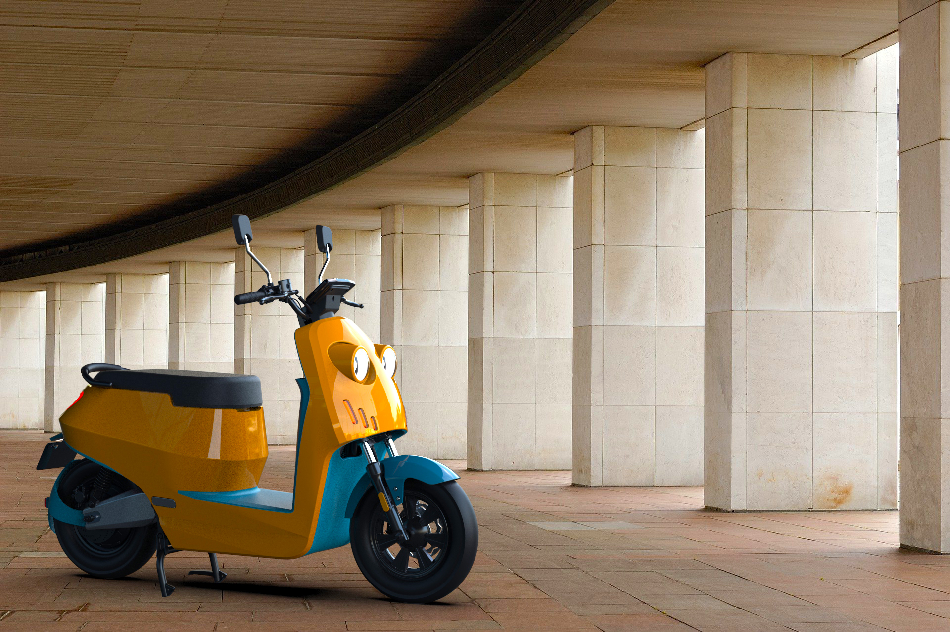 Round lamp，Electric vehicle，Electric friction，Women's car，lovely，Design，Electric two wheeled vehicle，UG surface + KS rendering，