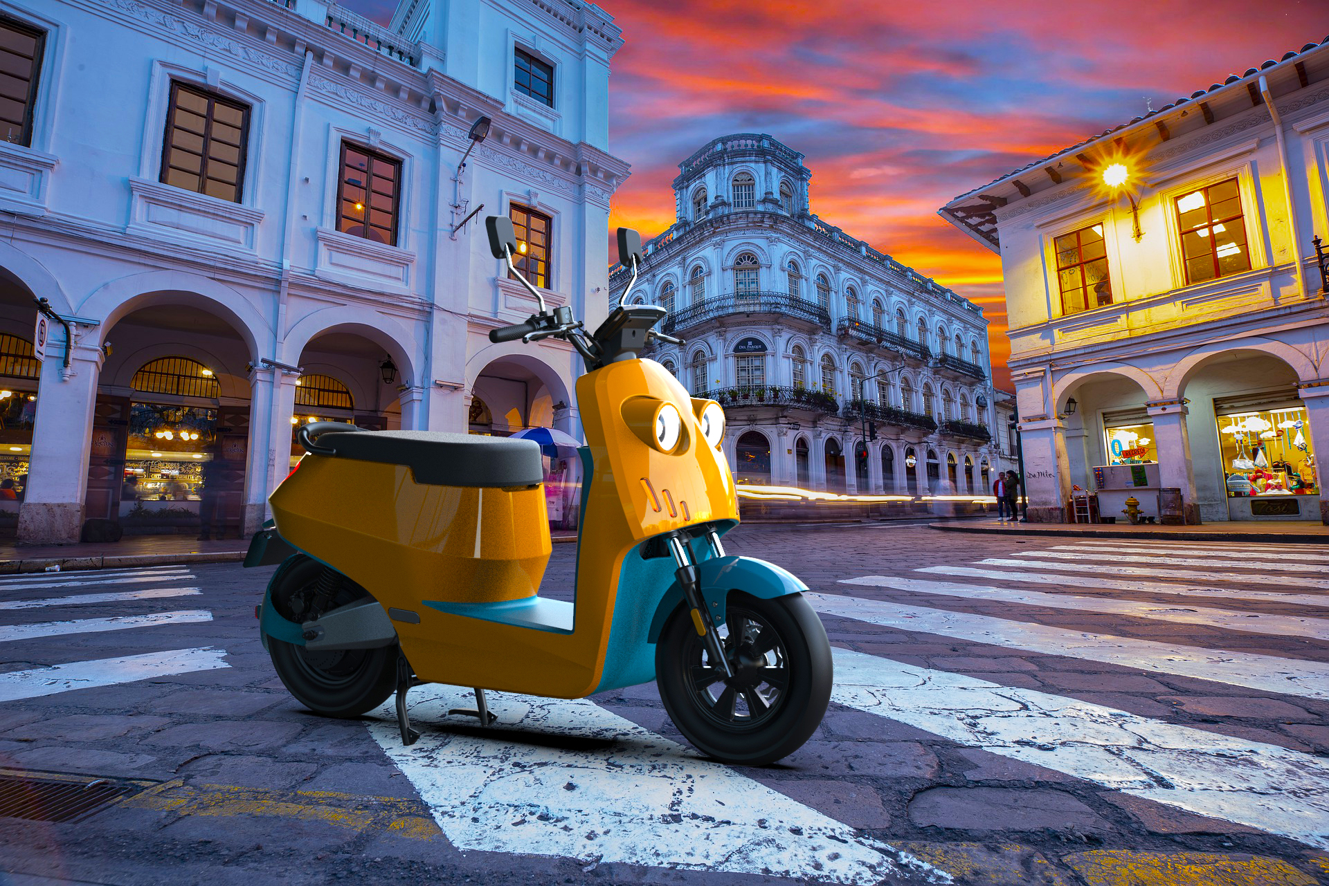 Round lamp，Electric vehicle，Electric friction，Women's car，lovely，Design，Electric two wheeled vehicle，UG surface + KS rendering，