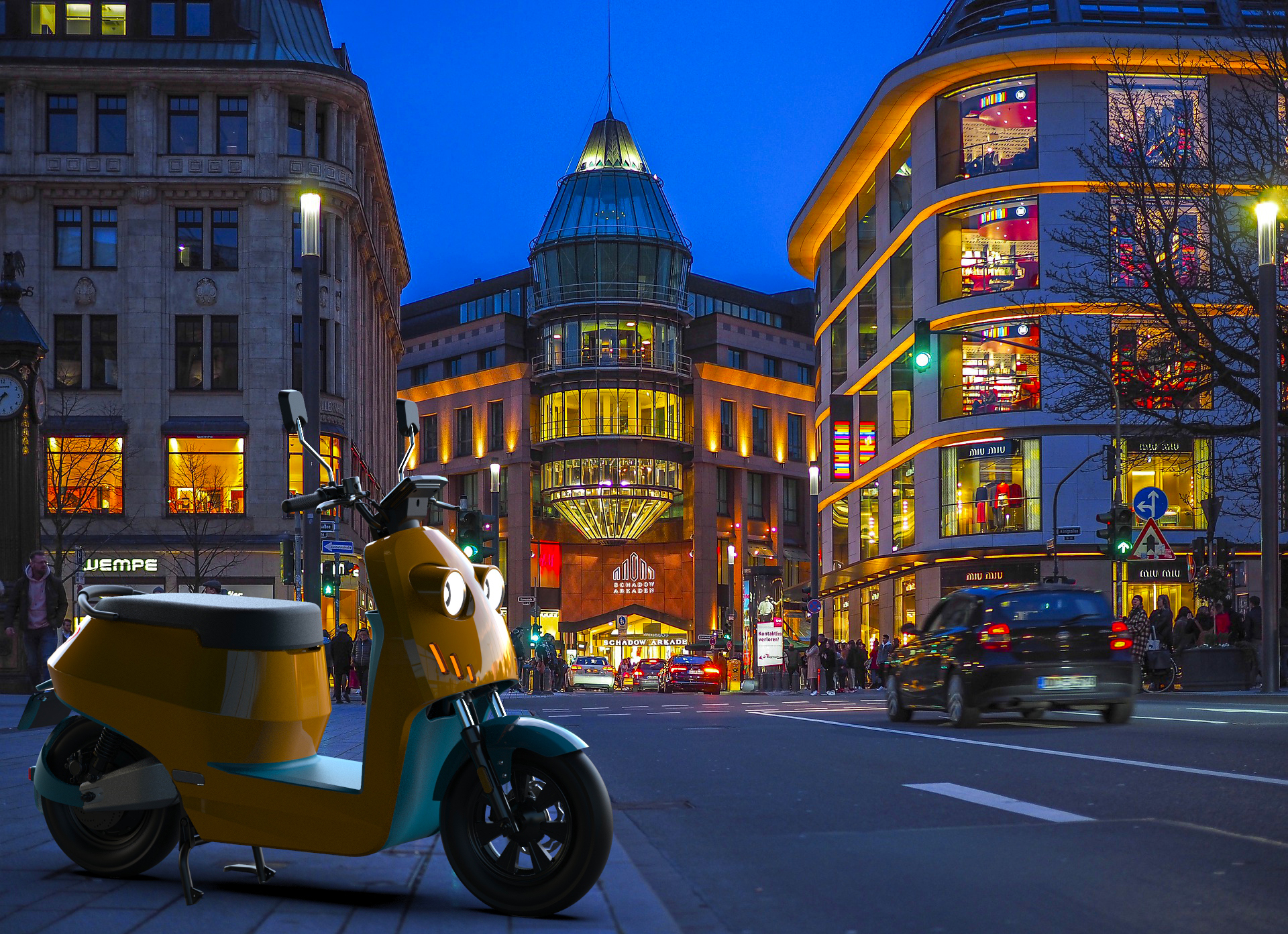 Round lamp，Electric vehicle，Electric friction，Women's car，lovely，Design，Electric two wheeled vehicle，UG surface + KS rendering，