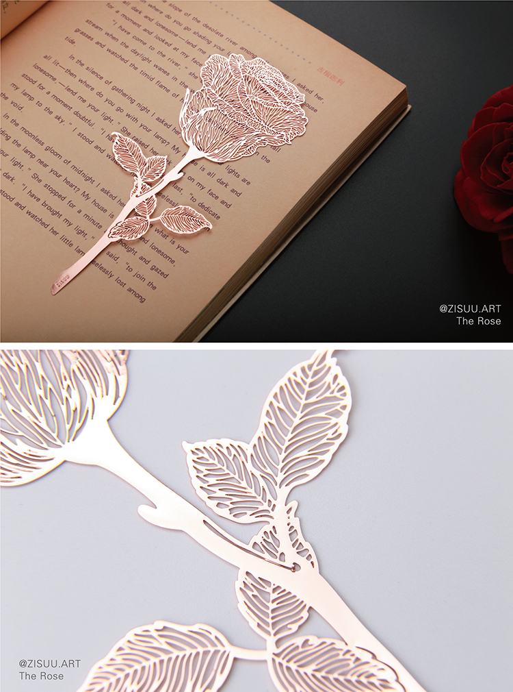 bookmark，rose，Metallic copper，Cultural creation，gift，