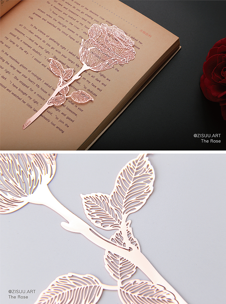 bookmark，rose，Metallic copper，Cultural creation，gift，