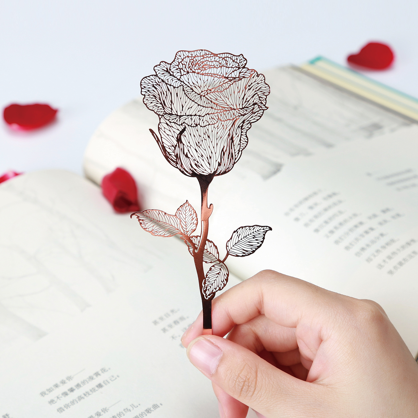 bookmark，rose，Metallic copper，Cultural creation，gift，