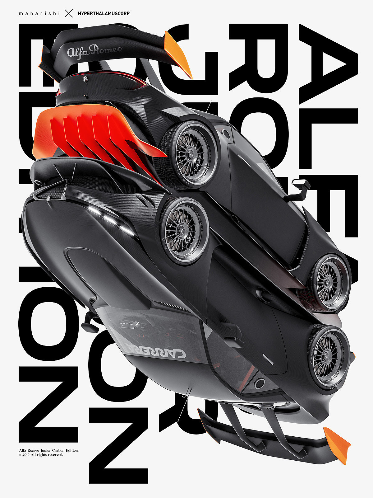 Sports car，black，Alpha Romeo，cgi，