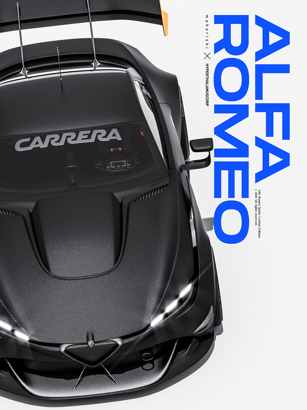 Sports car，black，Alpha Romeo，cgi，