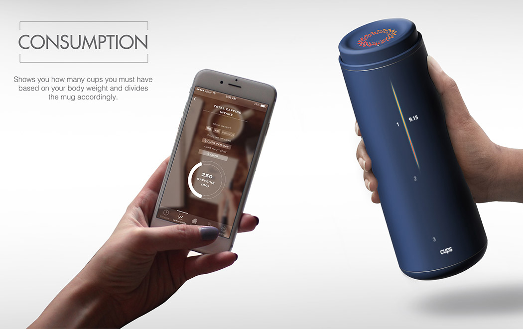 Smart coffee cup，app，Excessive reminder，Prevent scalding，