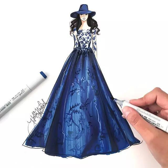 fashion，Illustration，full dress，Design，female sex，