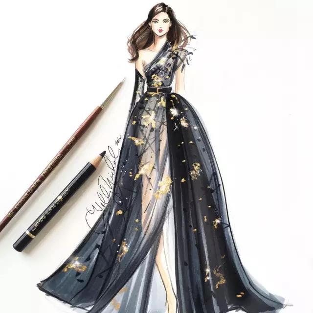 fashion，Illustration，full dress，Design，female sex，