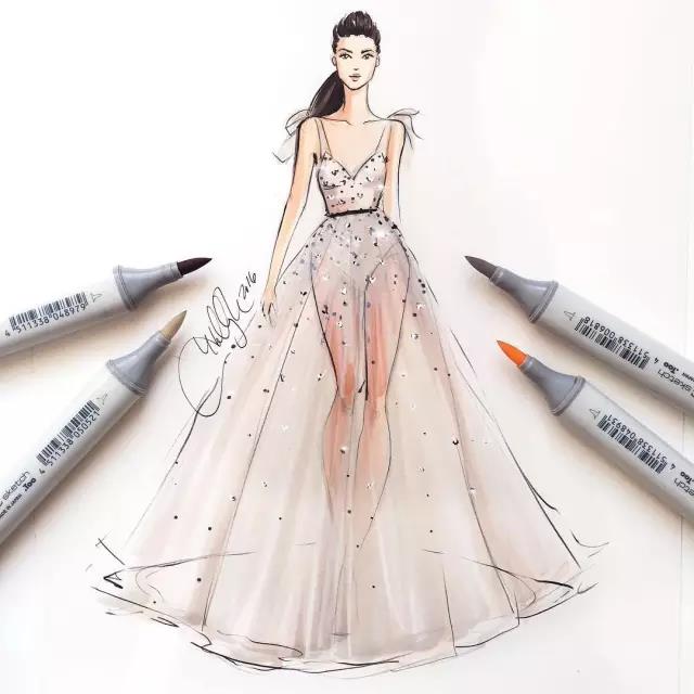 fashion，Illustration，full dress，Design，female sex，