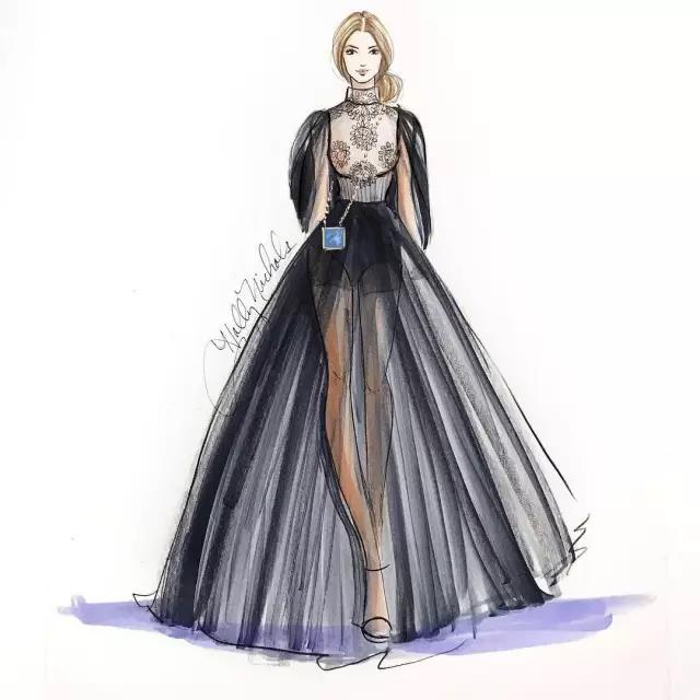 fashion，Illustration，full dress，Design，female sex，