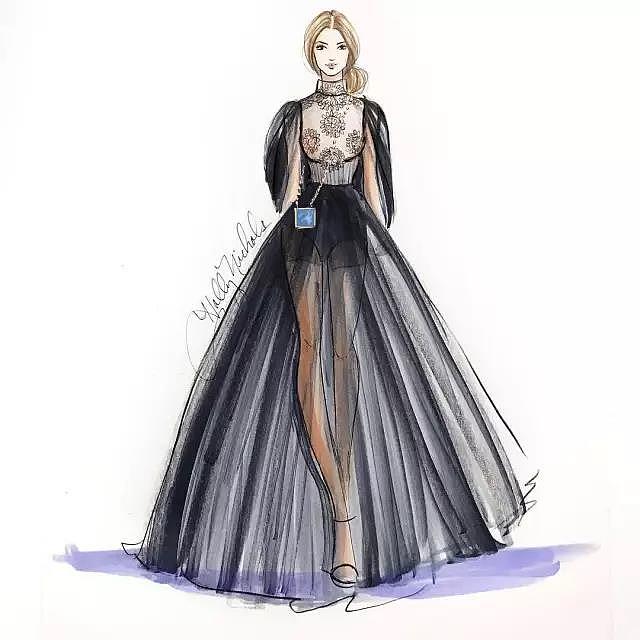 fashion，Illustration，full dress，Design，female sex，