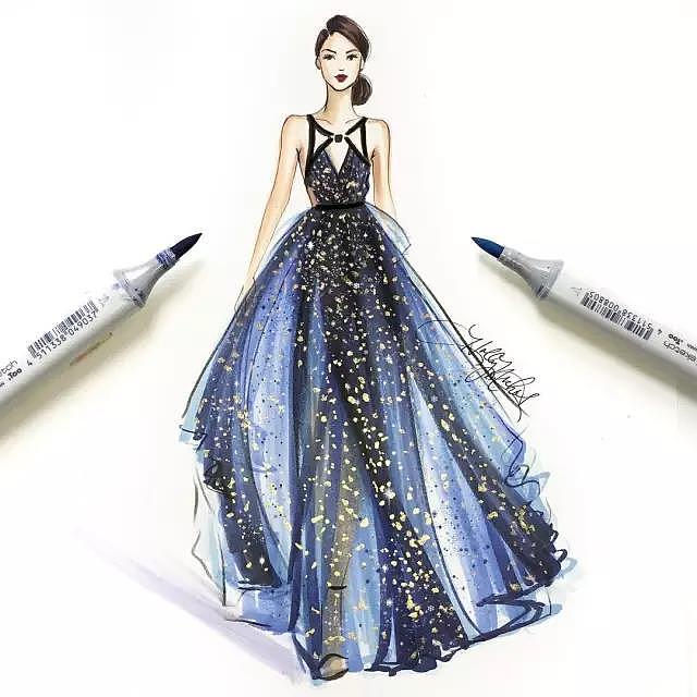 fashion，Illustration，full dress，Design，female sex，