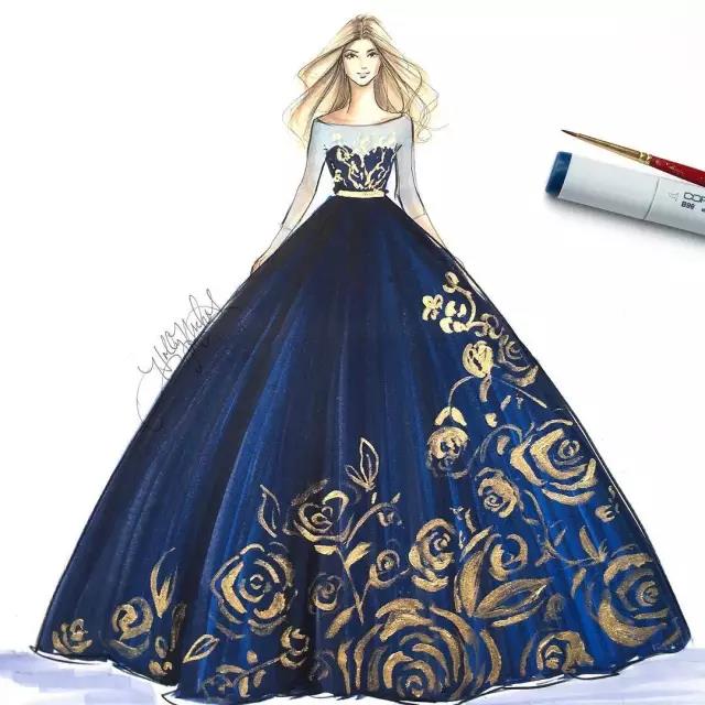 fashion，Illustration，full dress，Design，female sex，