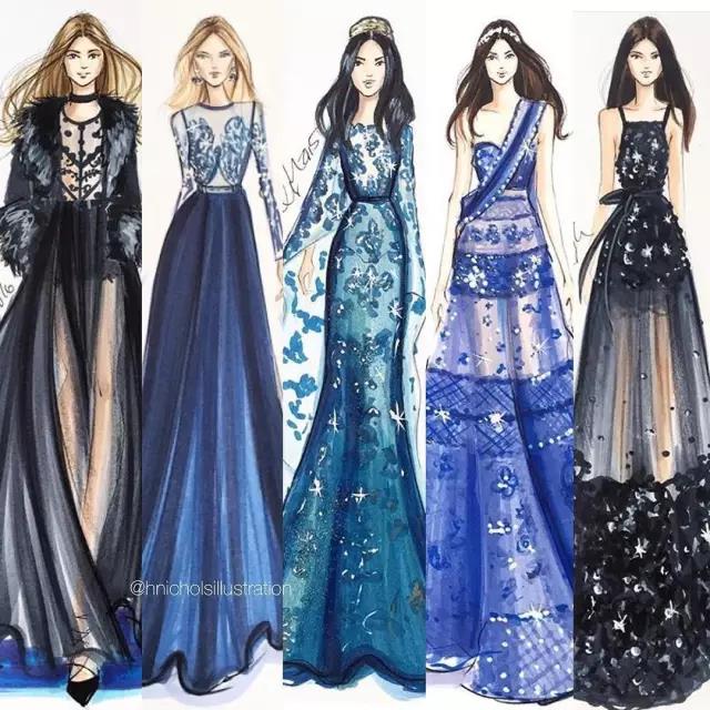 fashion，Illustration，full dress，Design，female sex，