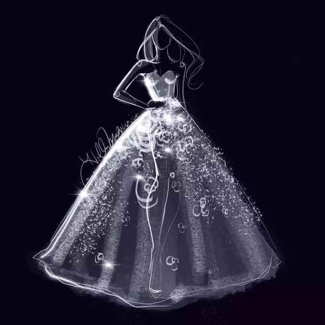 fashion，Illustration，full dress，Design，female sex，