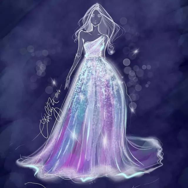 fashion，Illustration，full dress，Design，female sex，