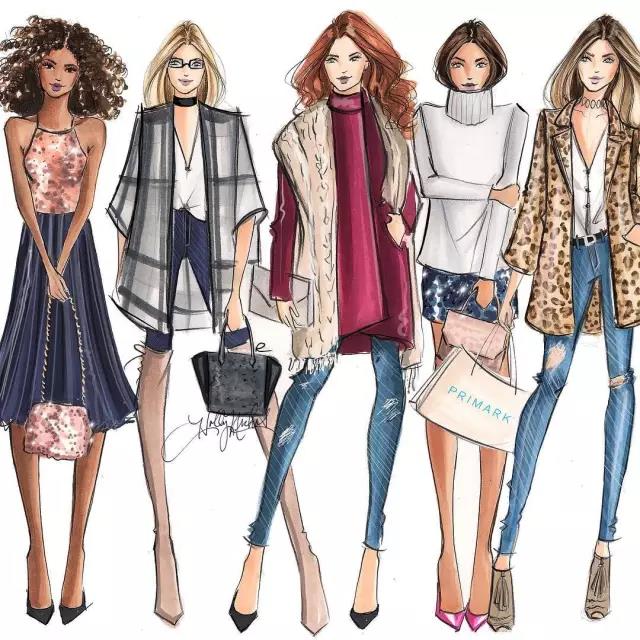 fashion，Illustration，full dress，Design，female sex，