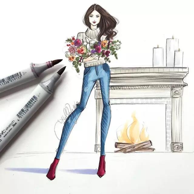 fashion，Illustration，full dress，Design，female sex，