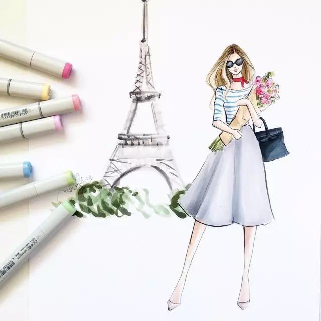 fashion，Illustration，full dress，Design，female sex，