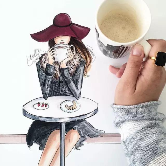 fashion，Illustration，full dress，Design，female sex，