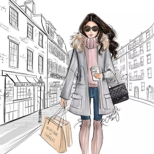 fashion，Illustration，full dress，Design，female sex，