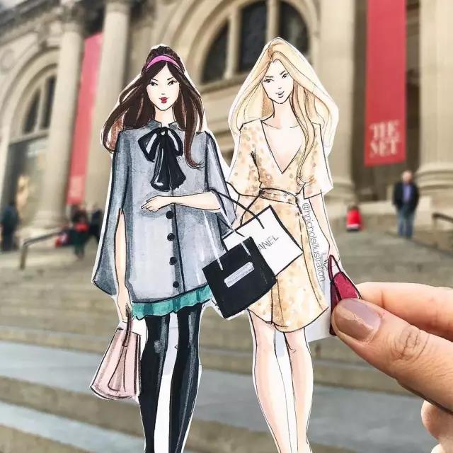 fashion，Illustration，full dress，Design，female sex，