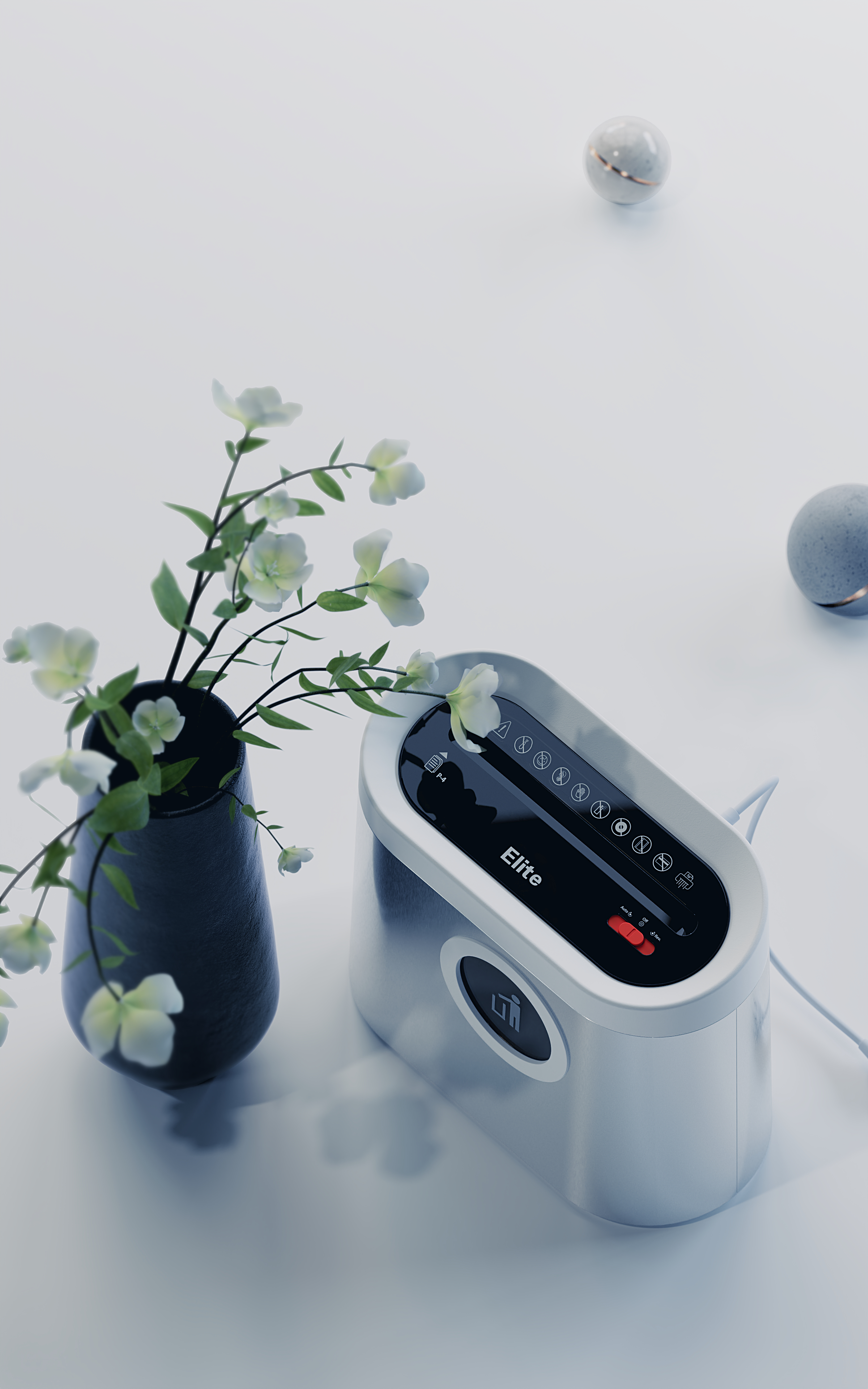 shredder，trash can，to work in an office，