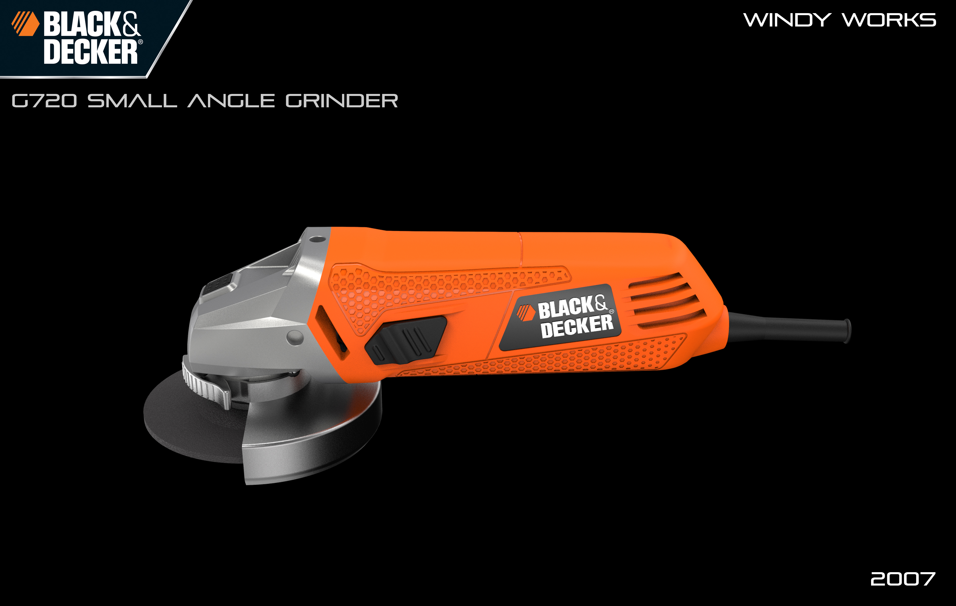 Black&decker，industrial design，Angle grinder，tool，Appearance design，