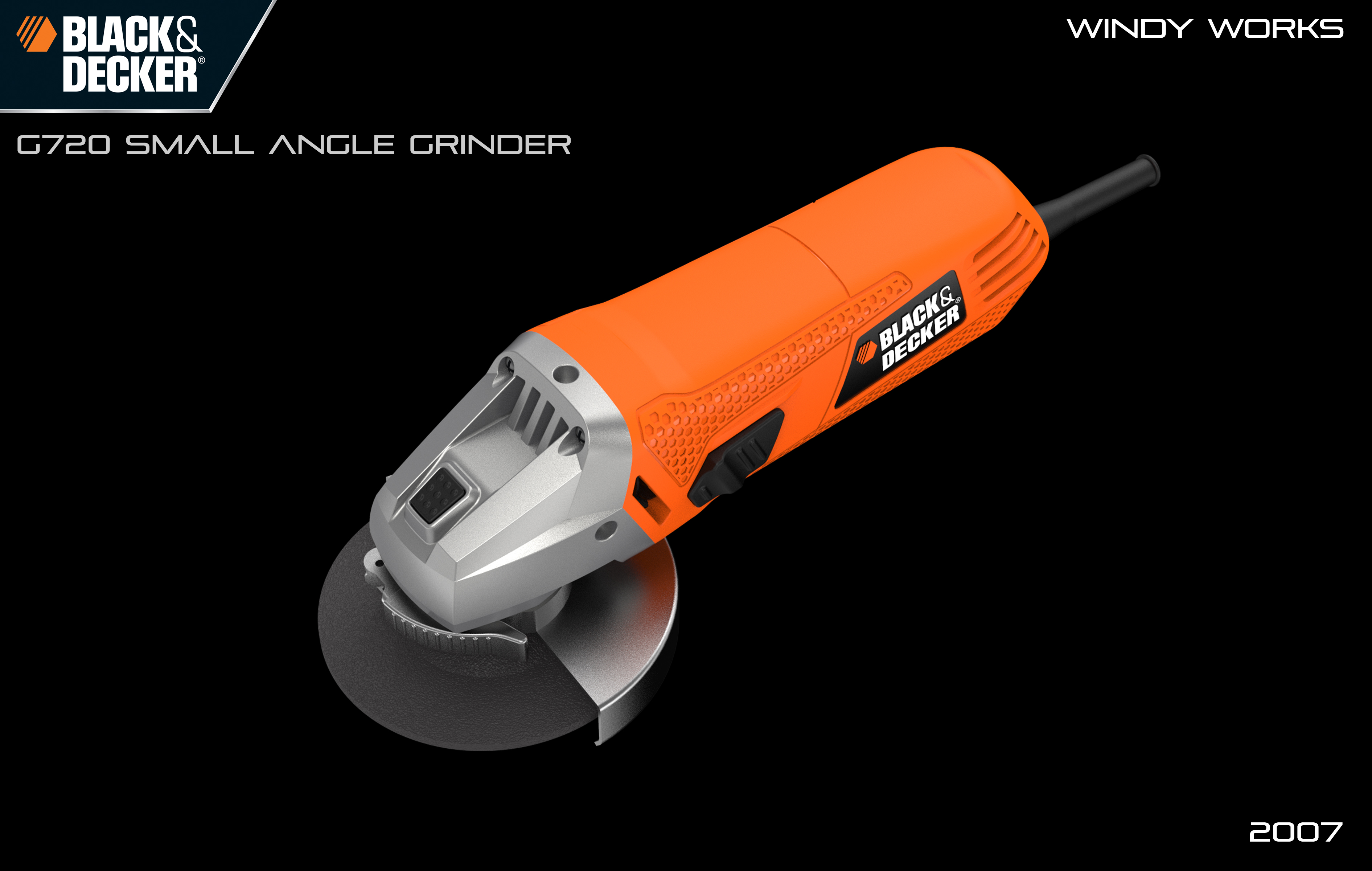 Black&decker，industrial design，Angle grinder，tool，Appearance design，