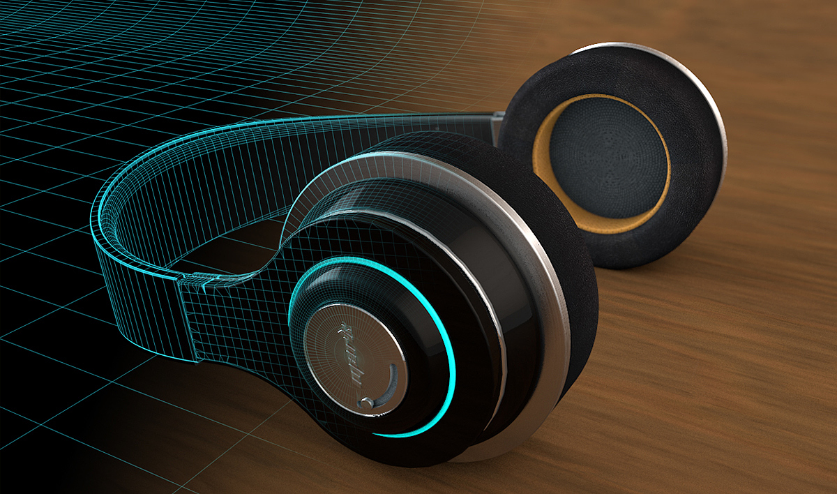 gorgeous，Headset Bluetooth headset，3D modeling，Render，