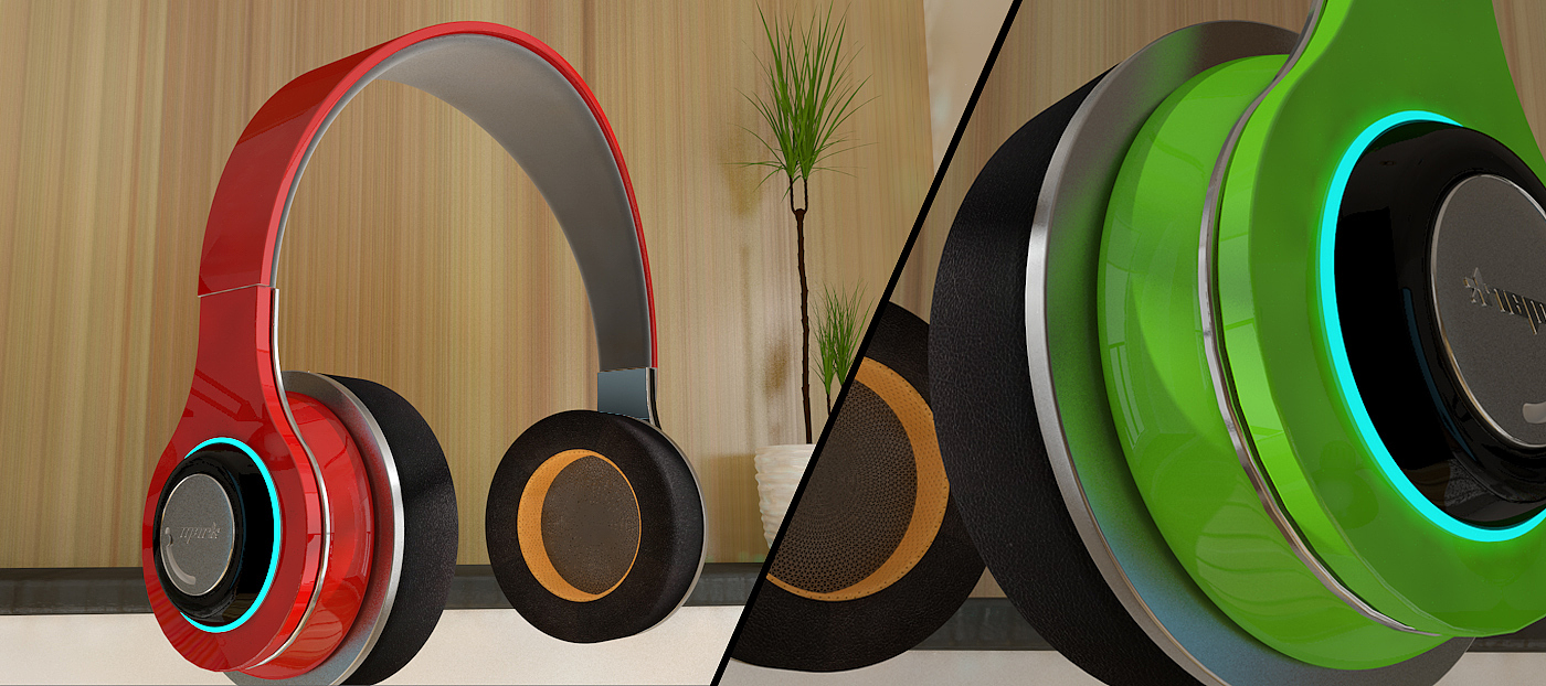 gorgeous，Headset Bluetooth headset，3D modeling，Render，