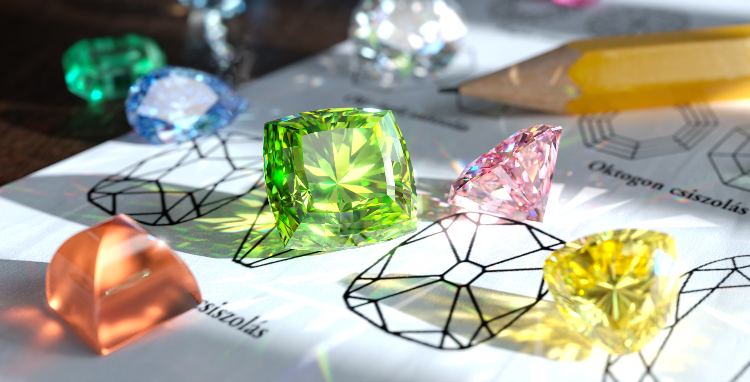 Jewelry rendering，keyshot，octane，Diamonds，Caibao，Jewelry design，