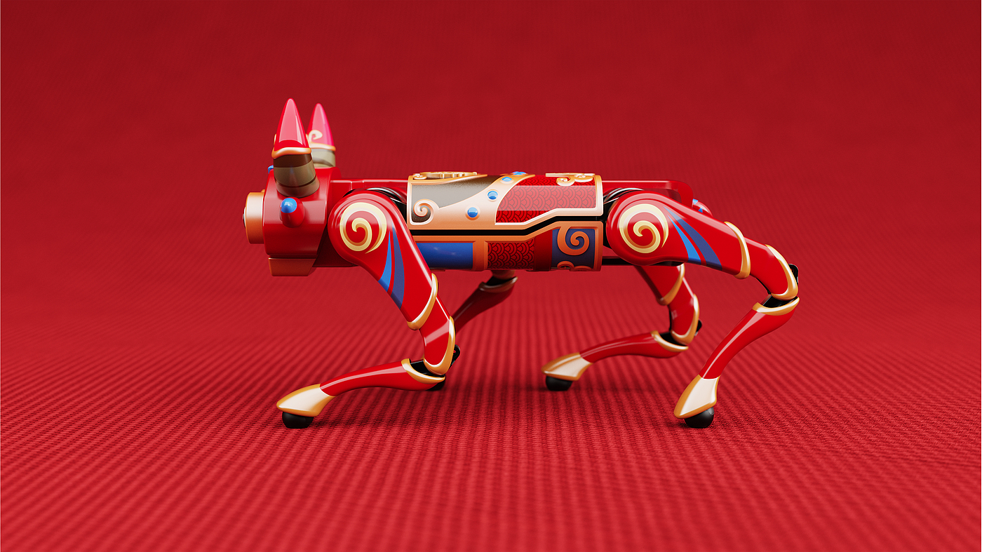 Robot dog，Quadruped bionic machinery，Machine cow，Working cattle，Unitree，Render，animation，