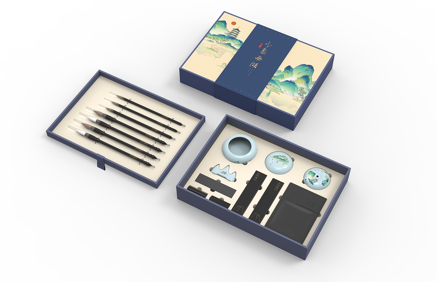 The four stationery treasures of the Chinese study，Ten scenes of West Lake，Cultural and creative products，Stationery，