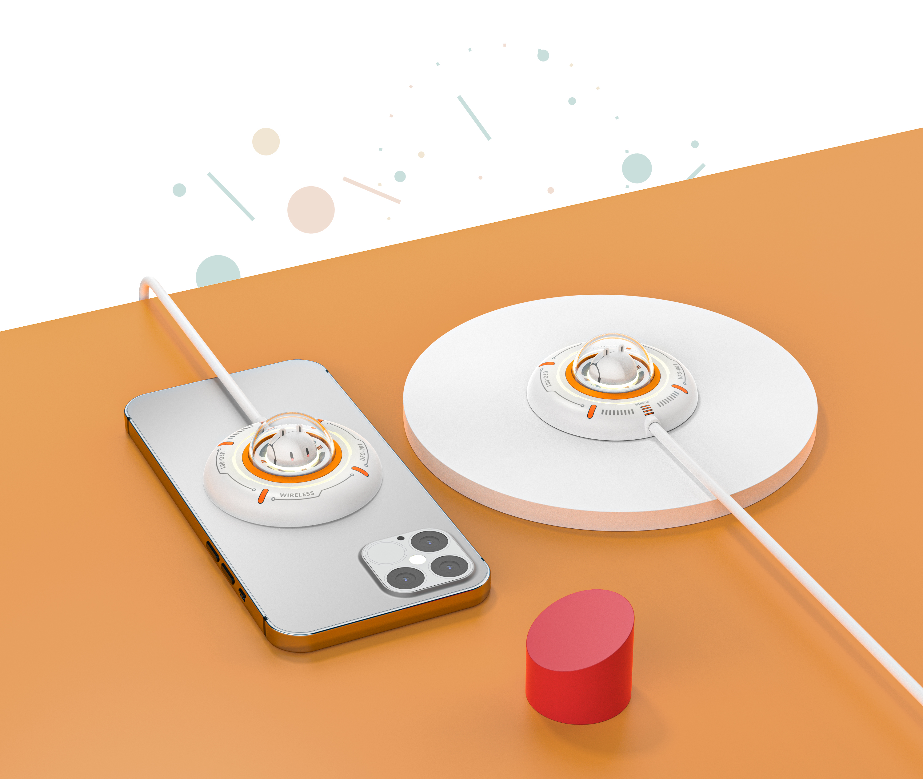 Wireless charging, digital, cartoon，