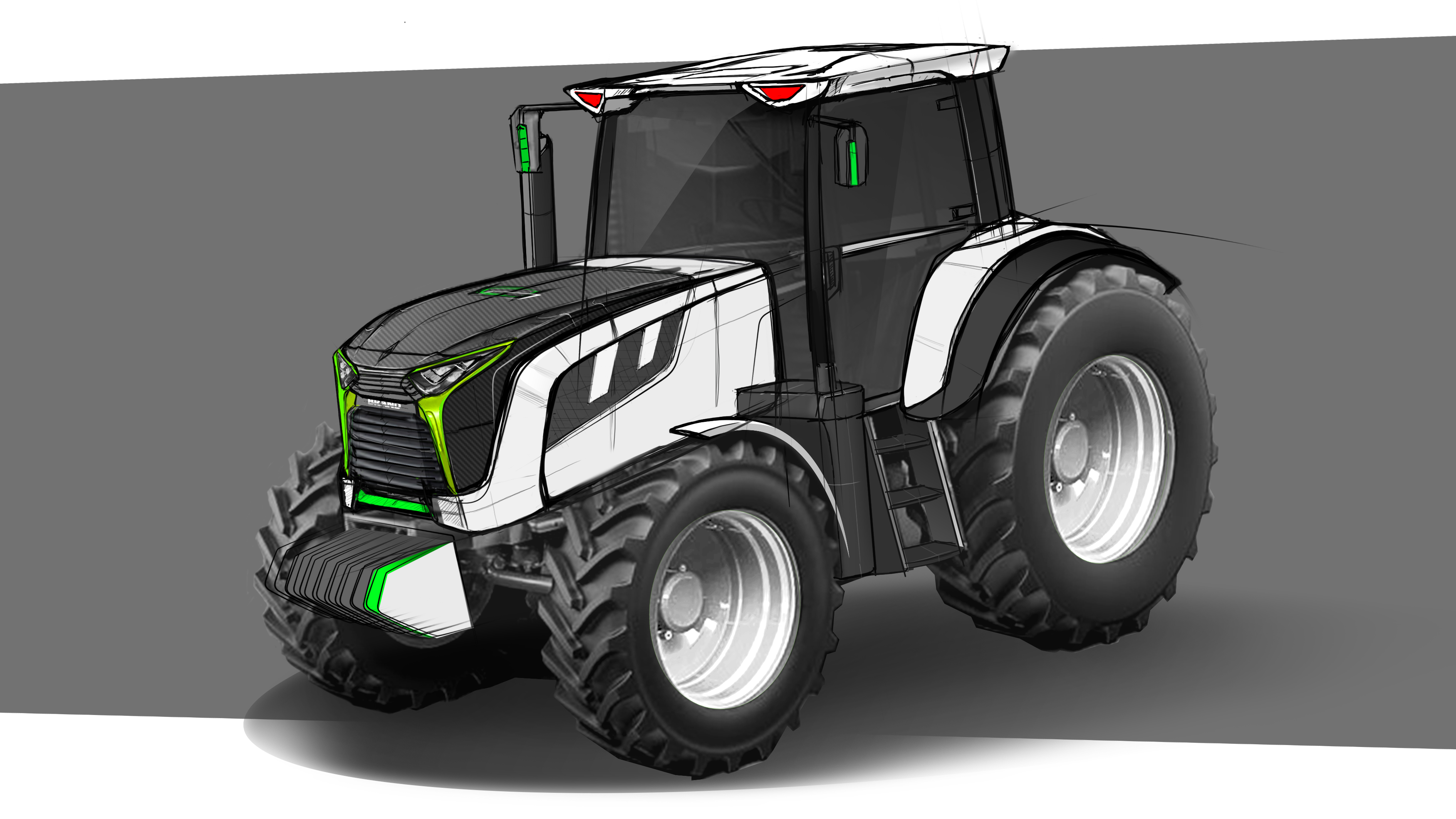 Tractor, appearance design, industrial design，