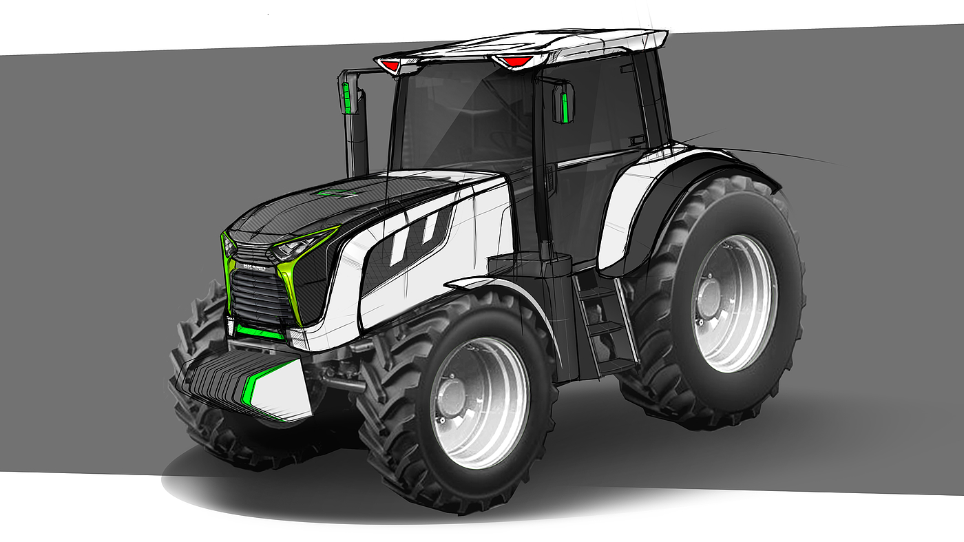 Tractor, appearance design, industrial design，