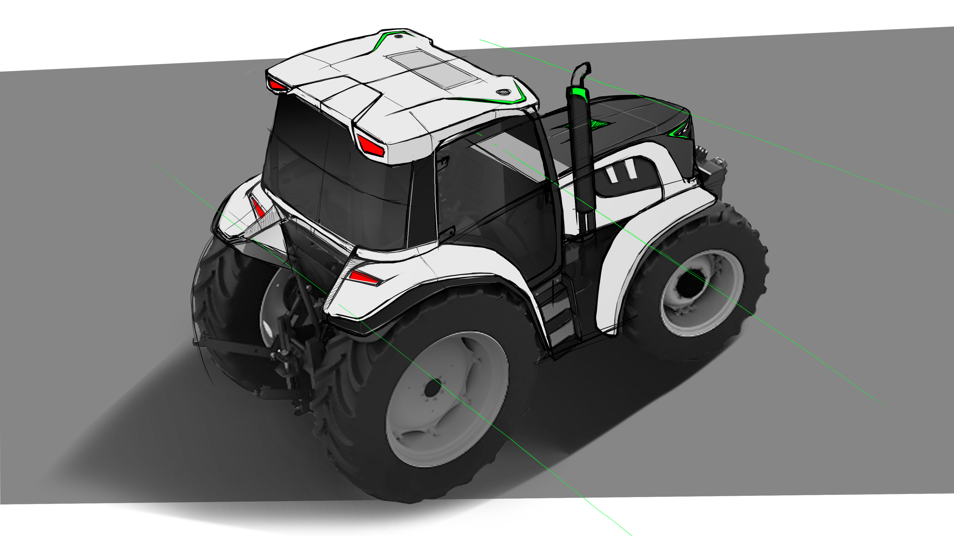 Tractor, appearance design, industrial design，