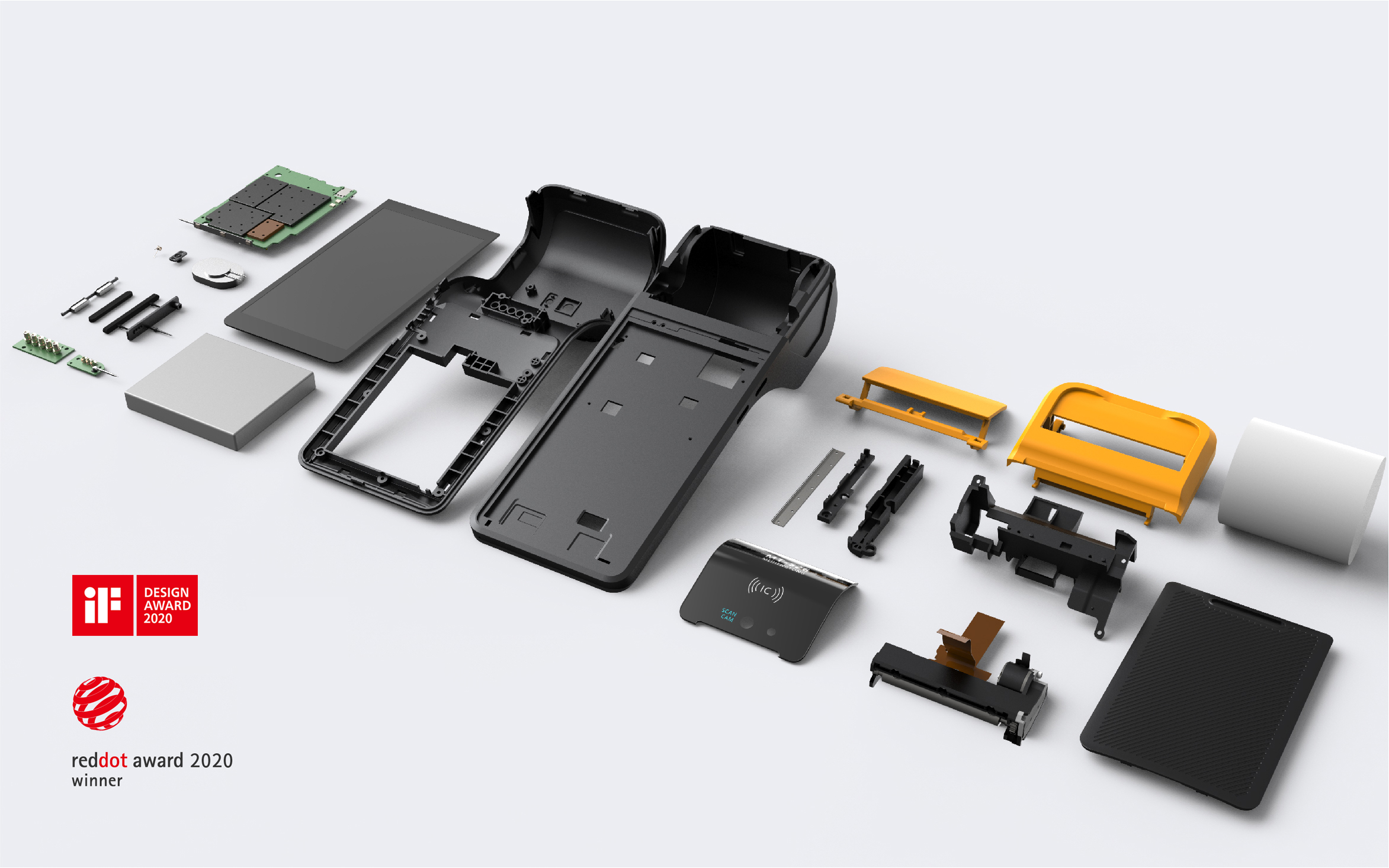 product design，Intelligent POS machine，Handheld POS machine，Handheld Cashier，cash register，Appearance design，Explosive design，POS machine，