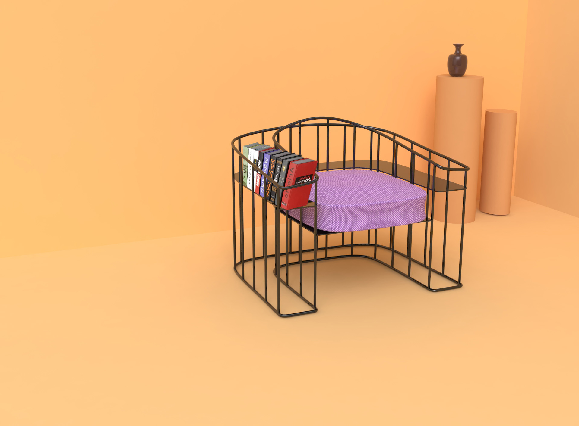 multi-function，Home Furnishing，Reduced geometry，Leisure chair，bookshelf，Store things，