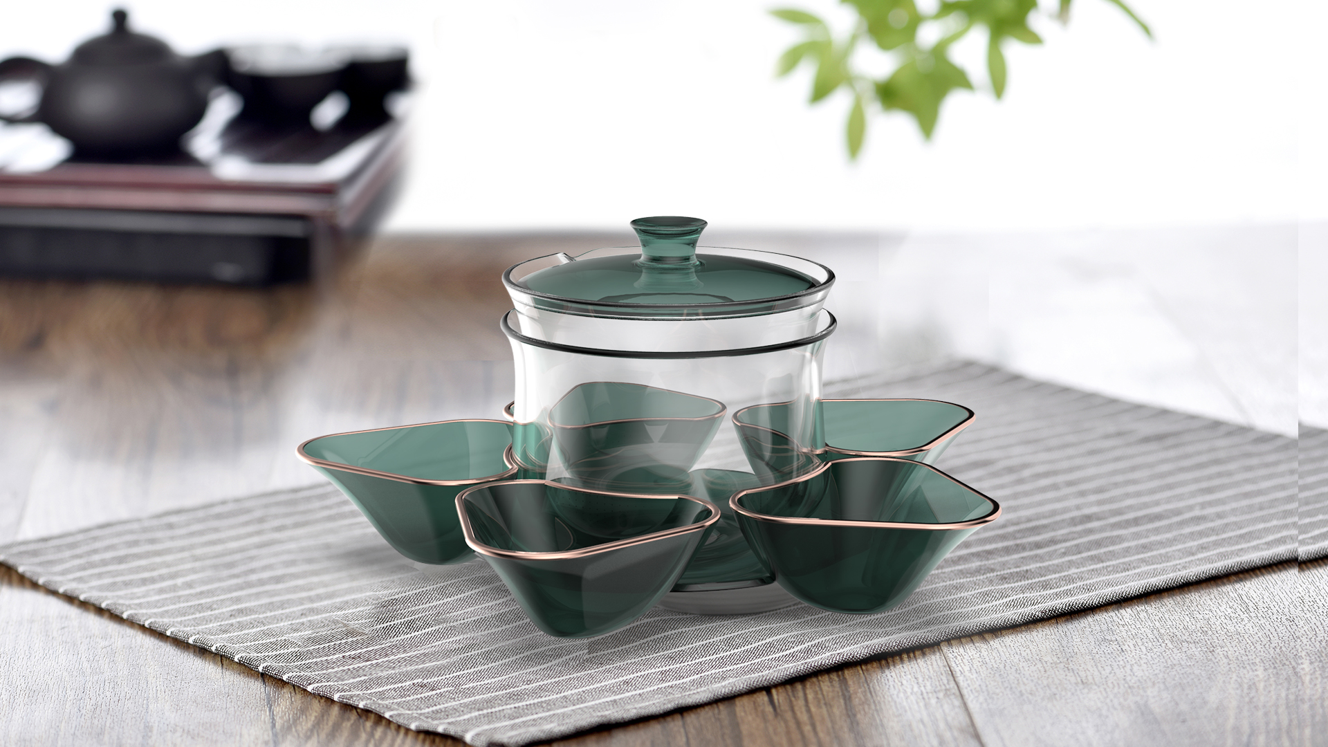 tea set，Glass，Lasting appeal，Lotus，