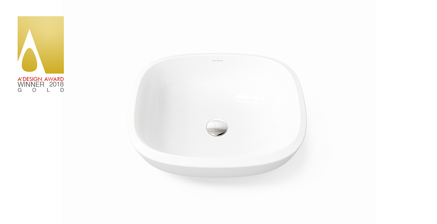 Wash basin，white，cascade，Golden A'，Wash basin，