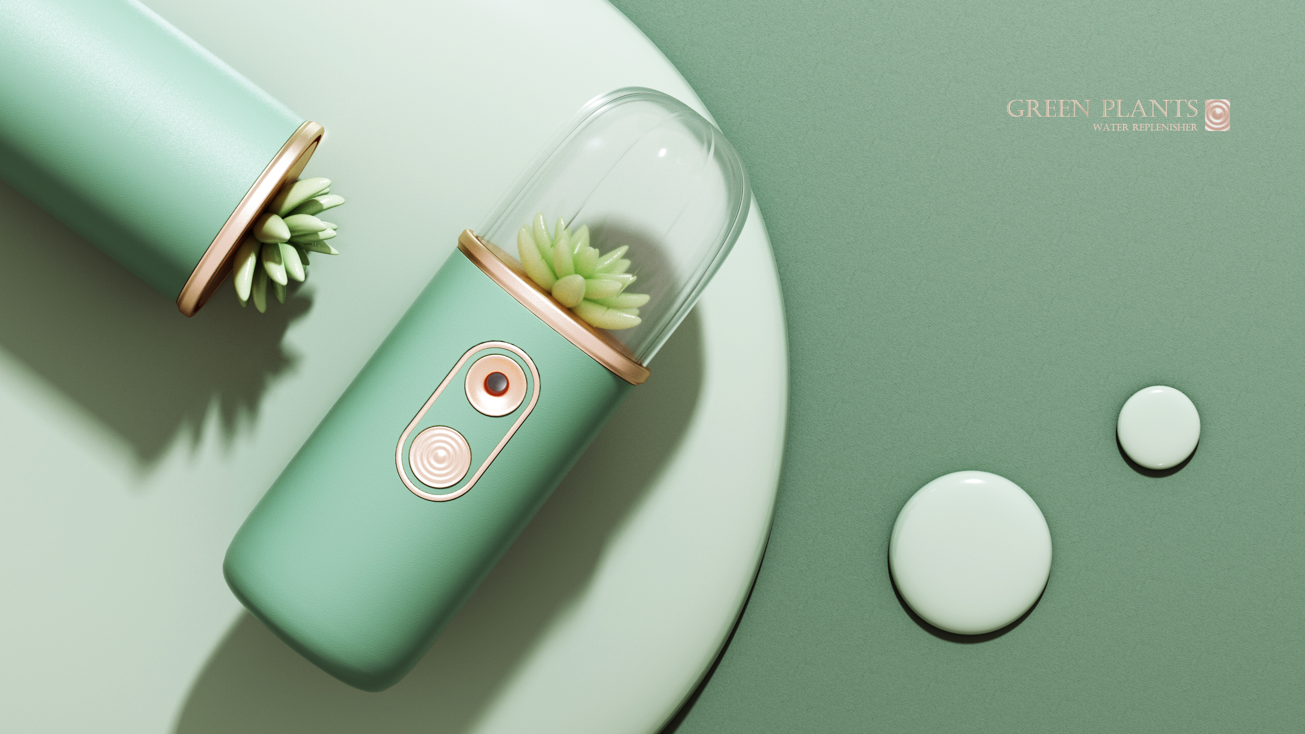 Water replenishing instrument，Green plant theme，3c，Polar bear，