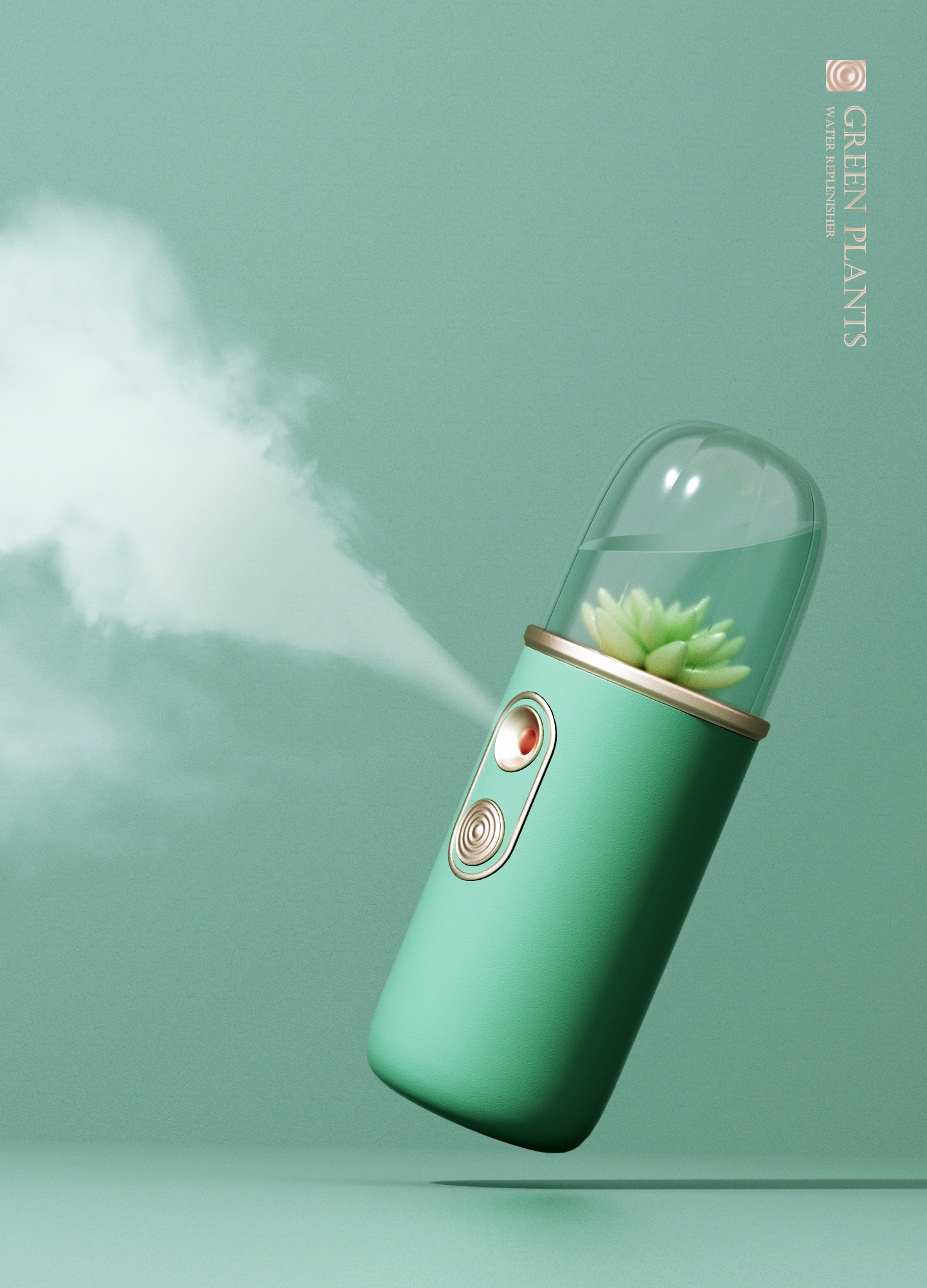 Water replenishing instrument，Green plant theme，3c，Polar bear，