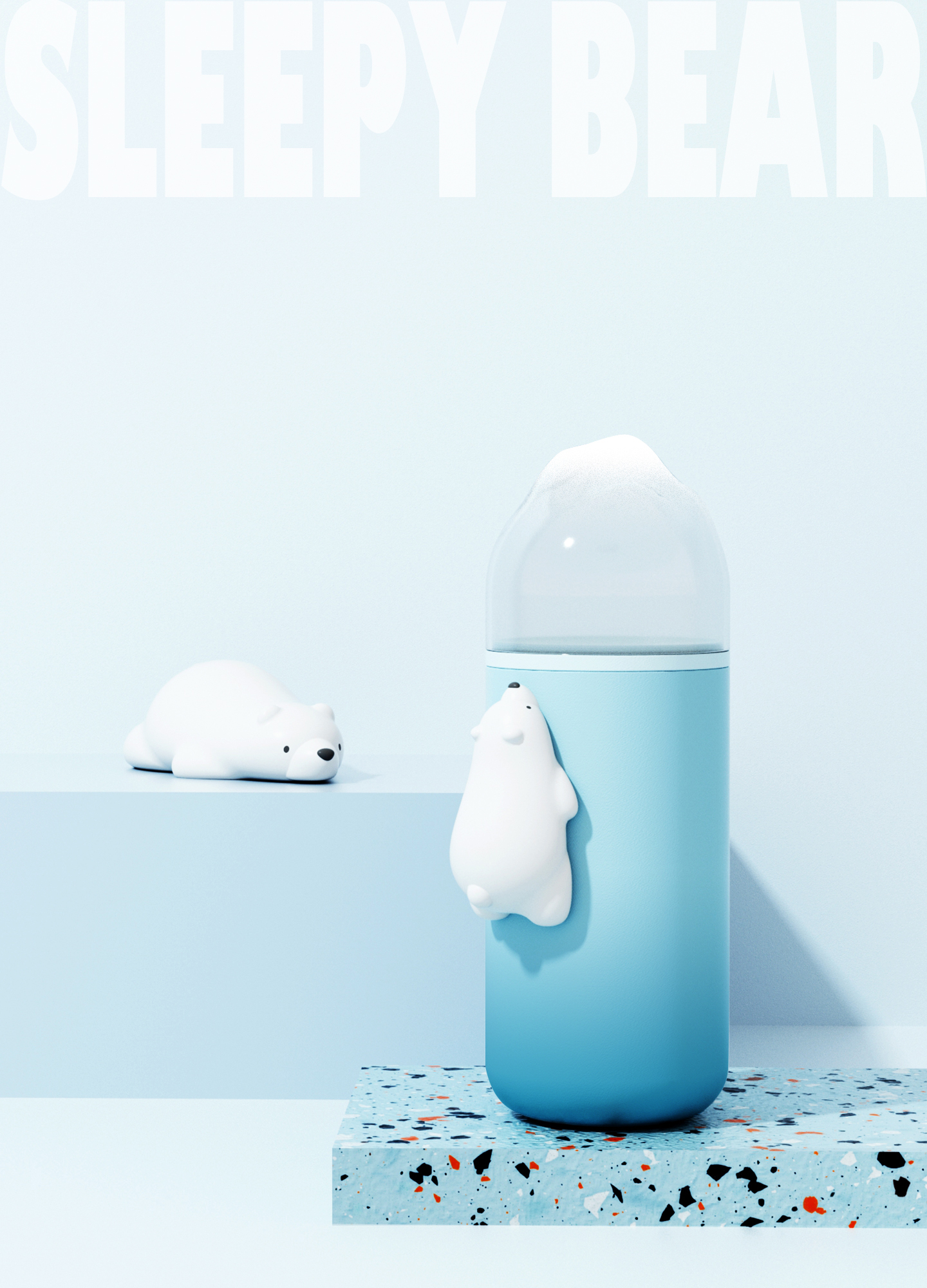 Water replenishing instrument，Green plant theme，3c，Polar bear，