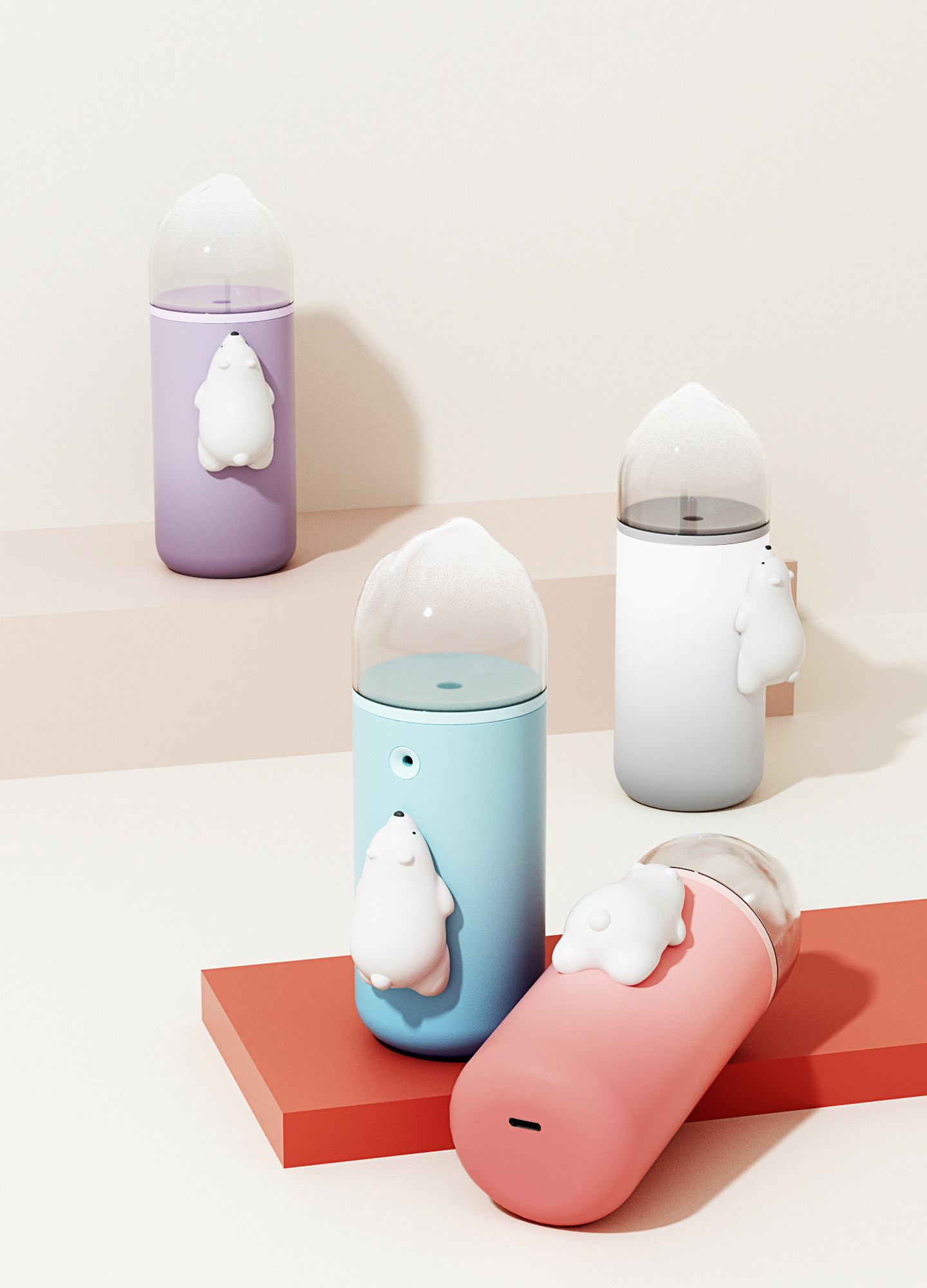 Water replenishing instrument，Green plant theme，3c，Polar bear，