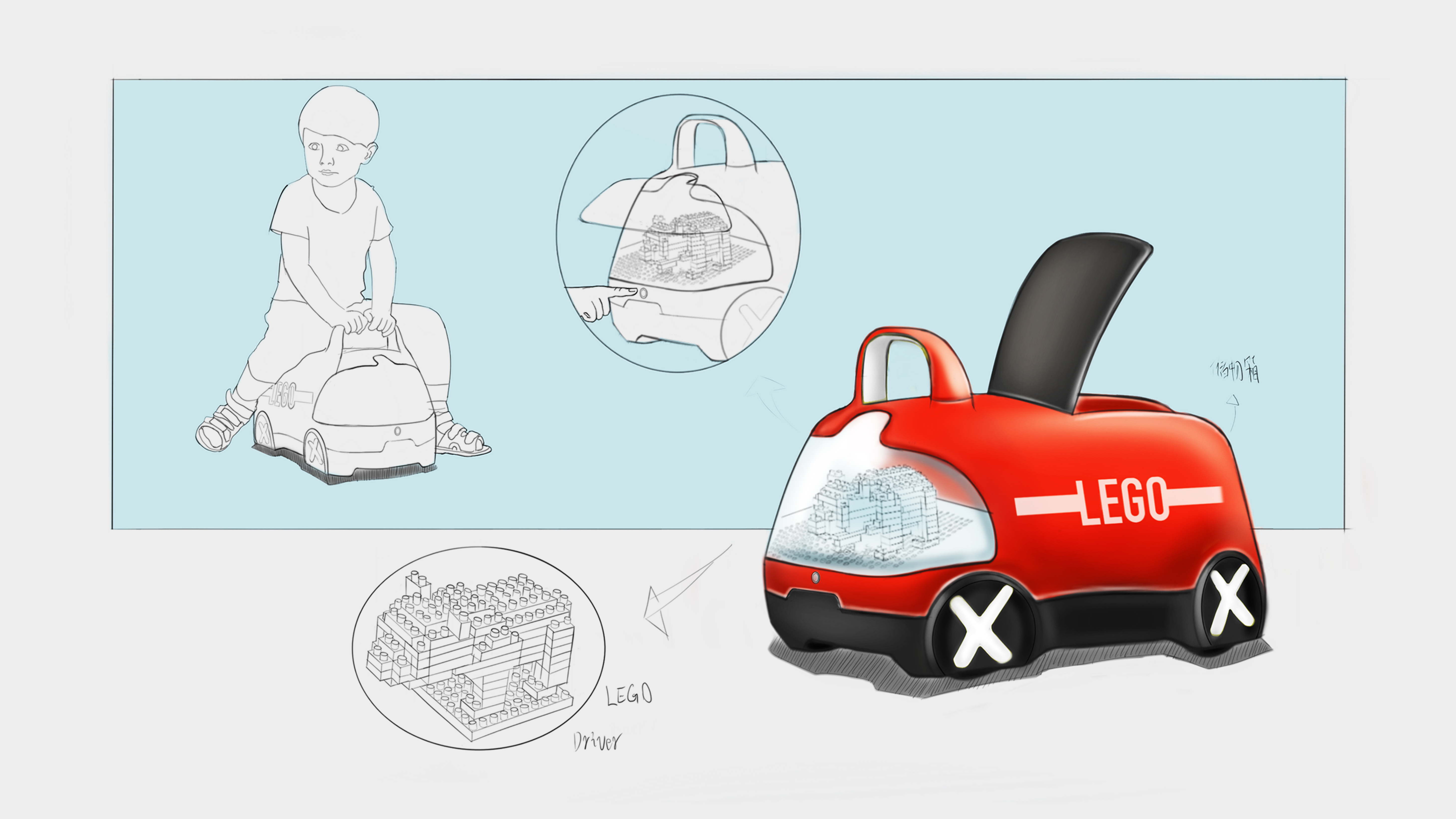 Lego，Stroller，Toys，originality，Creative exercises，