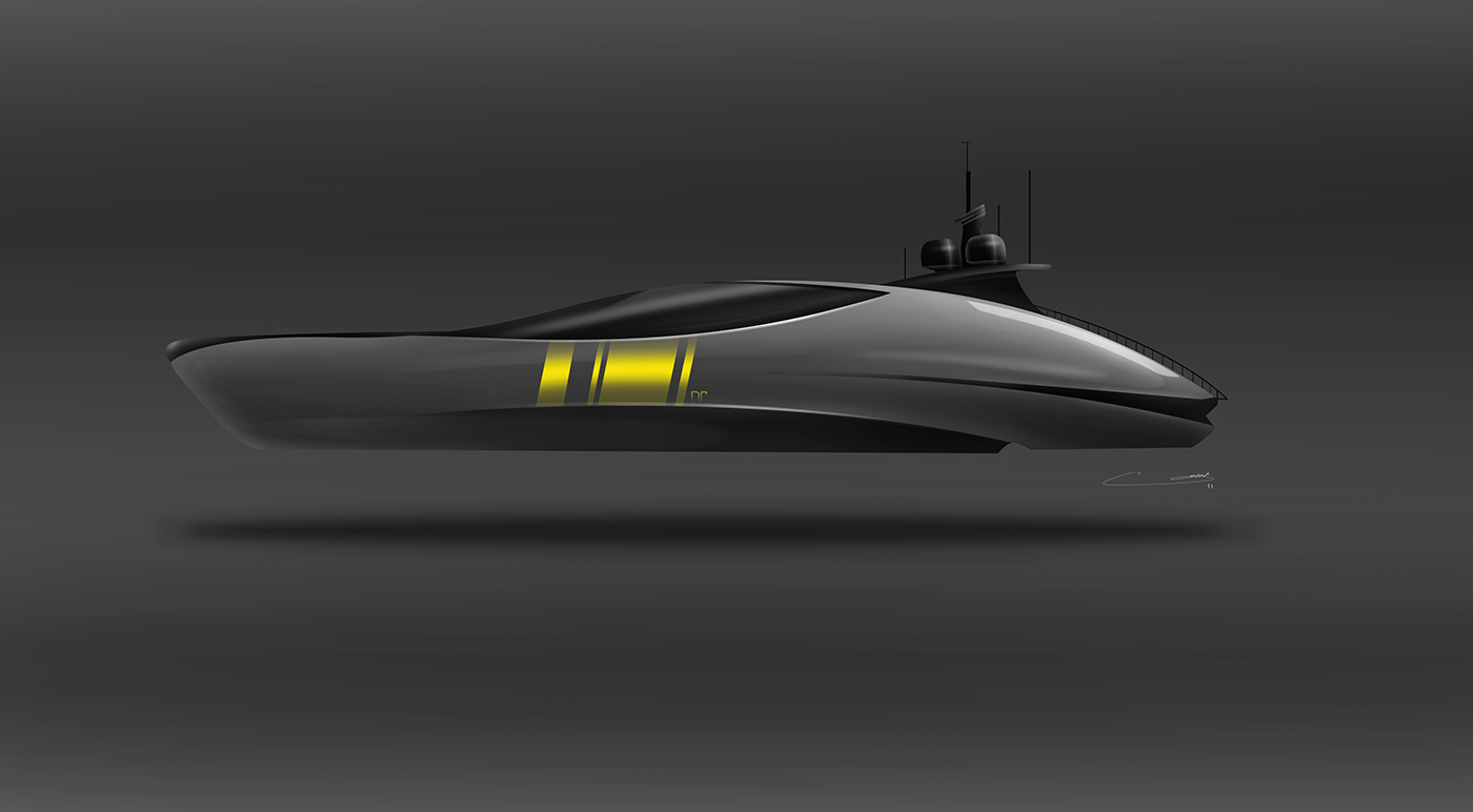 yacht，Design sketch，Hand drawn，
