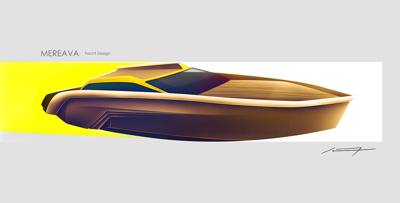 yacht，Design sketch，Hand drawn，