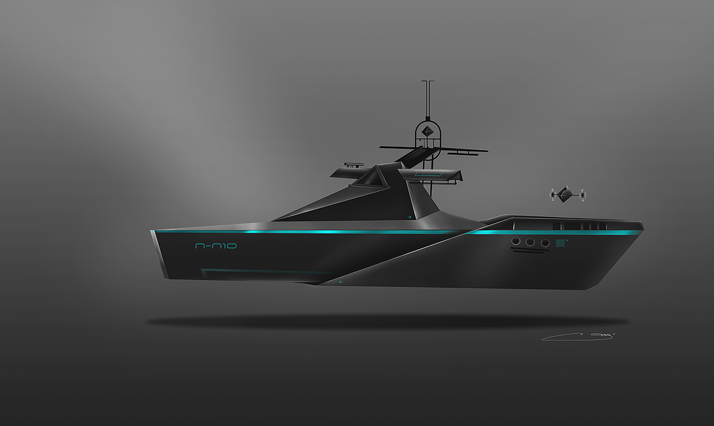 yacht，Design sketch，Hand drawn，