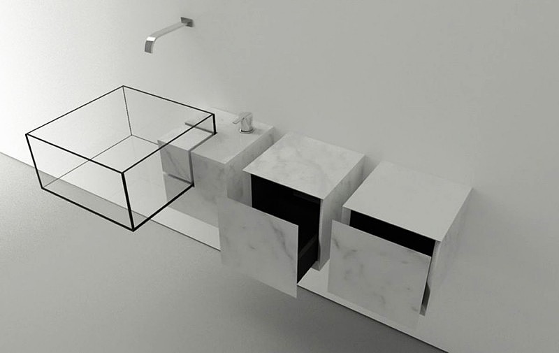 Minimalism，water tank，bathroom，conceptual design，transparent，